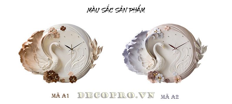 Màu sắc sản phẩm Đồng hồ treo tường trang trí Thiên Nga
