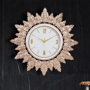 Đồng hồ treo tường decor Lá Vàng cao cấp DH015