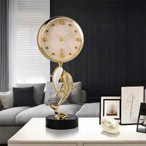Đồng Hồ Để Bàn Decor Cặp Cá Mạ Vàng DHB018-A1