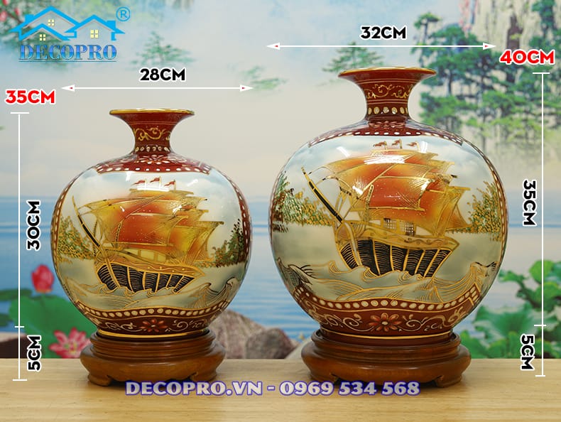 Kích thước sản phẩm 2 size: H30 x đk 28cm và H35 x đk 32cm tại Decopro.vn