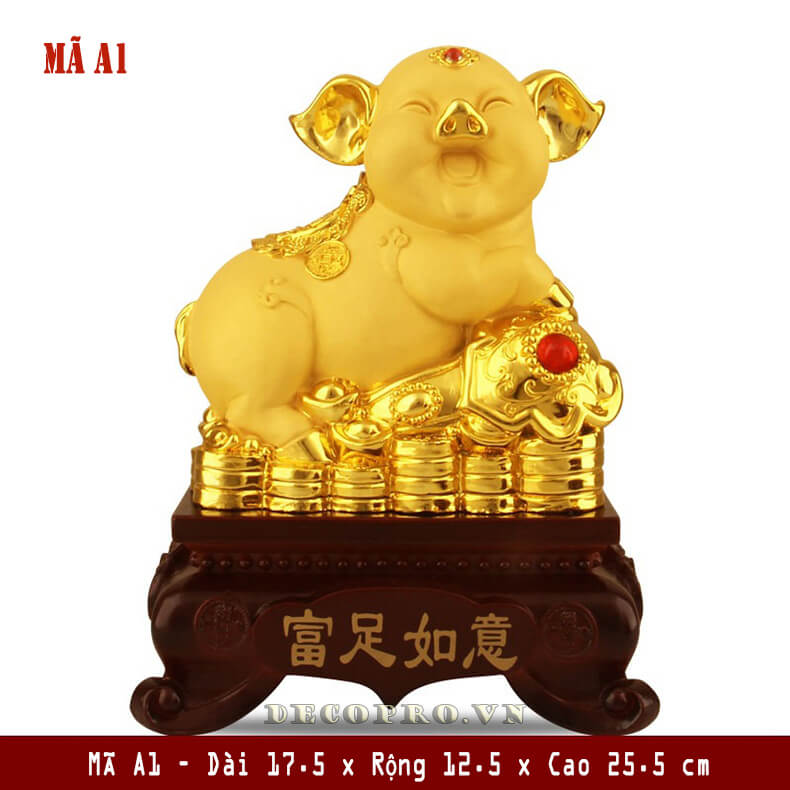 Tượng heo vàng mã A1 - Hướng nhìn từ trái qua phải