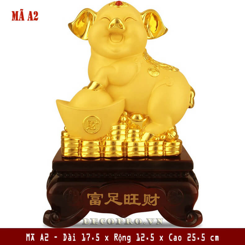 Tượng heo vàng mã A2 - Hướng nhìn từ phải qua trái