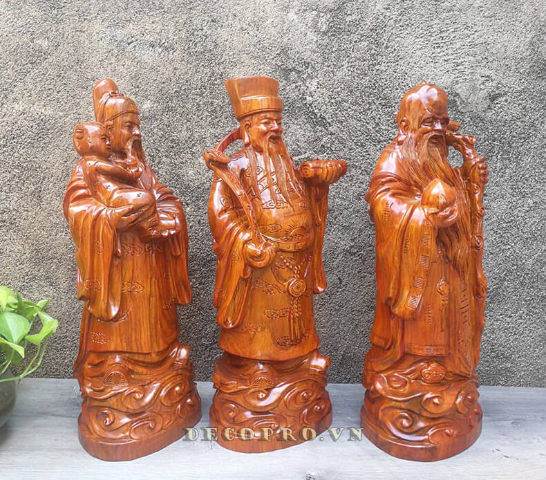 Tượng Tam Đa Phúc Lộc Thọ gỗ Hương toát lên khí chất riêng