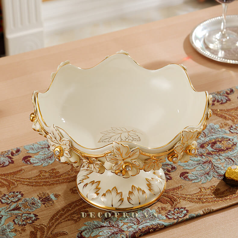 Góc chụp toàn cảnh khay hoa quả gốm sứ cao cấp tại Decopro.vn