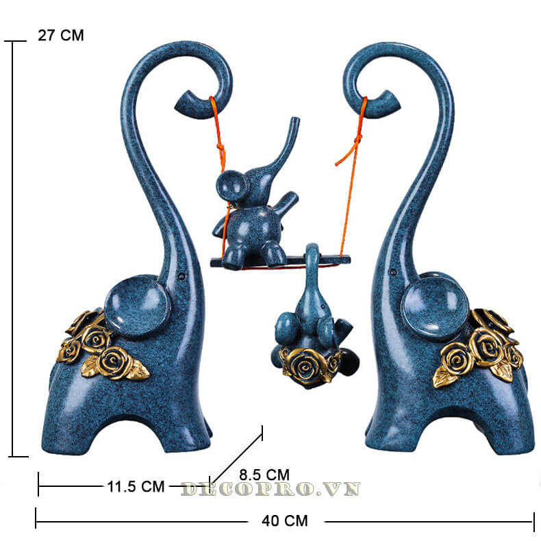 Kích thước của đồ decor trang trí gia đình voi hạnh phúc KS060