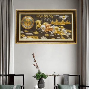 Tranh đồng hồ treo tường mã đáo thành công