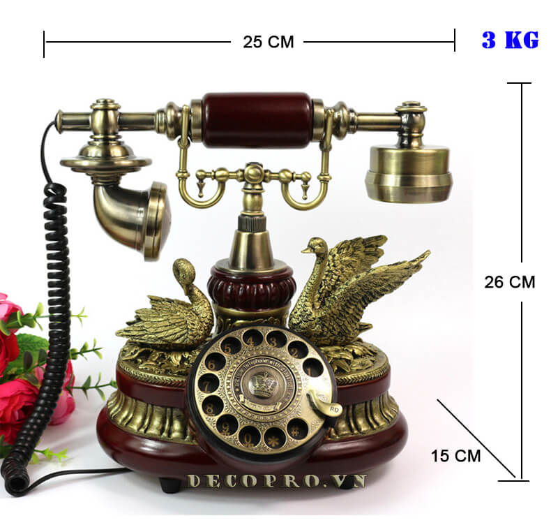 Điện thoại để bàn quay số đậm chất cổ điển làm đồ decor trang trí Tân cổ điển quý tộc