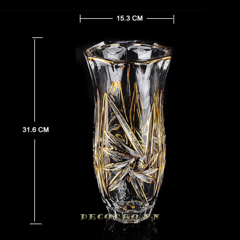 Kích thước chuẩn của bình pha lê KTV035-A2 “họa tiết mắt ngọc” họa tiết đóa hoa khoe sắc