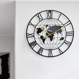 Đồng hồ treo tường decor bản đồ thế giới 75x75cm DH143