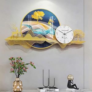 Đồng hồ treo tường Cặp hươu vàng 100x52cm DH145