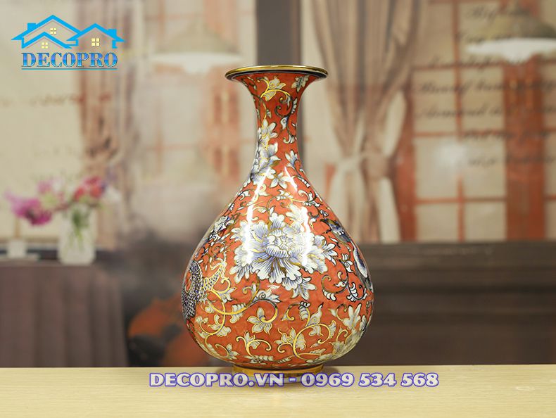 Dáng bình Tỳ Bà họa tết hoa mẫu đơn thanh nhã