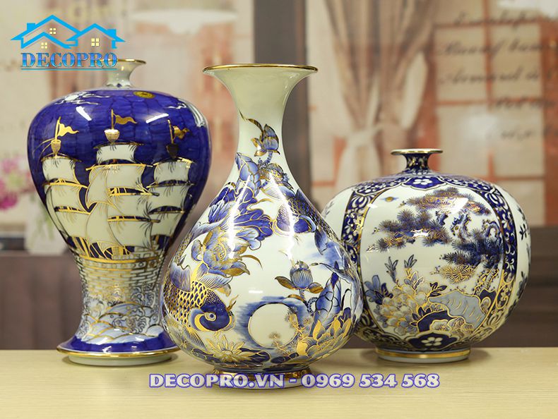 Mẫu Bình hút tài lộc vuốt tay vẽ vàng 24k cao cấp