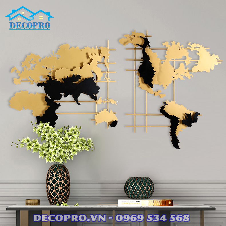 Decor treo tường Bản đồ thế giới - Đồ trang trí tường phòng khách