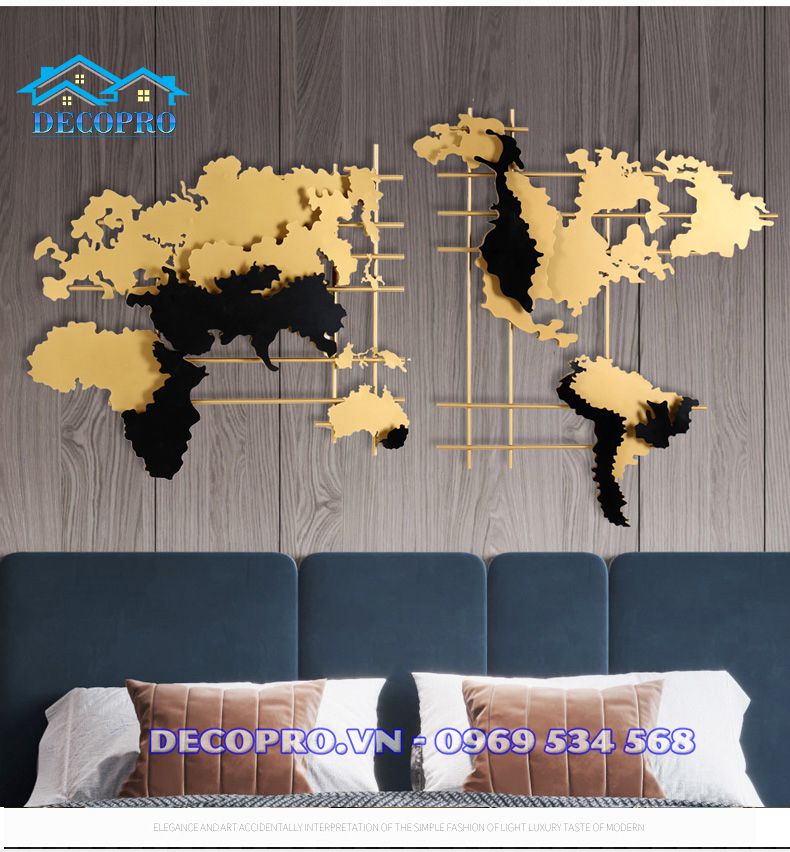 Decor treo tường Bản đồ thế giới - Đồ trang trí tường phòng khách