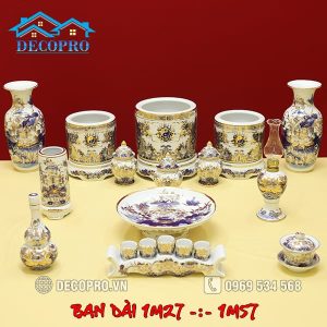 Đồ Thờ Sứ Hải Dương Vẽ Kỹ Vàng 24k (127-157cm) DTK2.3