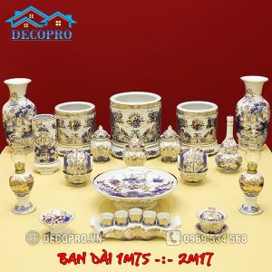 Đồ Thờ Sứ Hải Dương Vẽ Kỹ Vàng 24k (1m75-2m17) DTK2.4