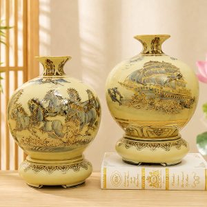 Bình gốm chu đậu vẽ vàng 24k
