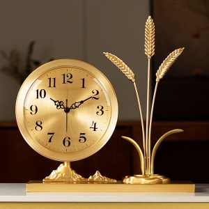 Đồng hồ để bàn lúa đồng thau