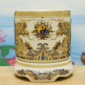 Bát Hương Sứ Hải Dương Men Ngọc Vẽ Vàng 24k (D14-D22) DTK201