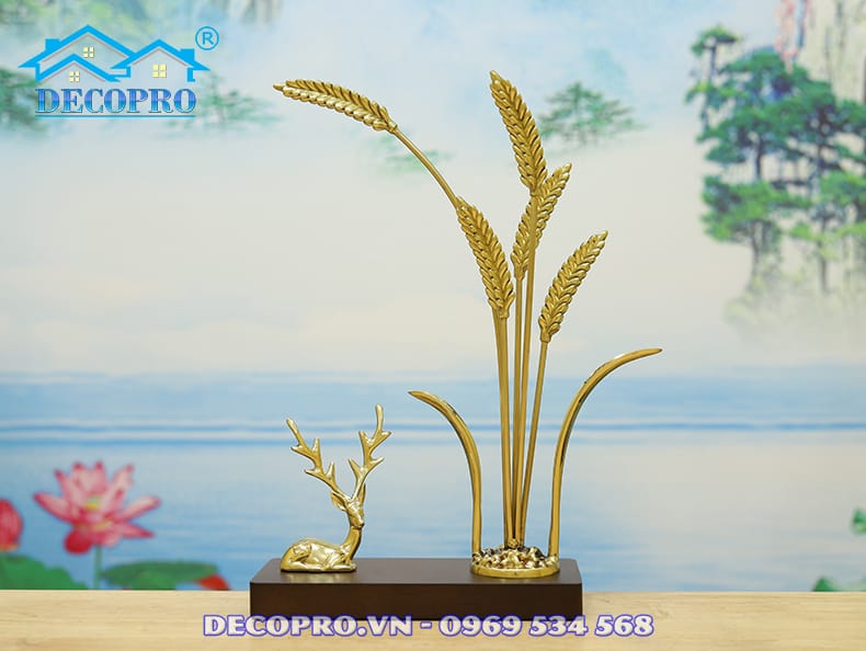 Decor Lúa Vàng Tài Lộc Bằng Đồng Cao Cấp