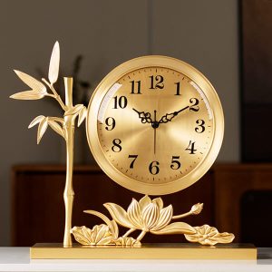 Đồng hồ để bàn Sen Trúc đồng thau DHB012-A2