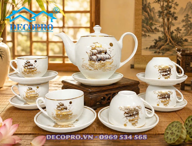 Bộ ấm chén Bát Tràng làm quà tặng tân gia, quà khai trương ý nghĩa