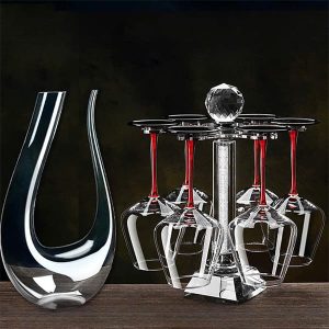 Bộ Ly Rượu Vang Pha Lê Chân Đỏ 450ml LR020-A2