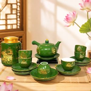 Bộ trà Bát Tràng xanh lục Thuận buồm xuôi gió BAT155