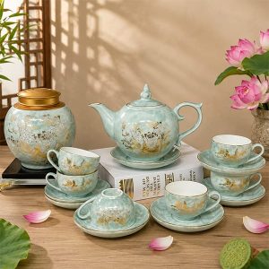 Bộ trà bát tràng Sen hạc
