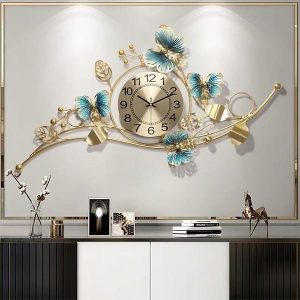 Đồng hồ treo tường Bướm Hoa Phú Quý 90x50cm DH142